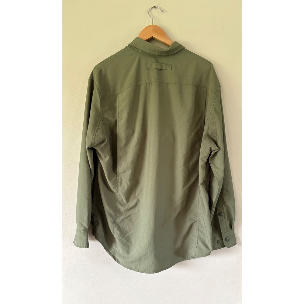 Duluth Trading Co Mens Large Olive Green Ripstop Long Sleeve Fishing Work Shirt - Picture 3 of 7